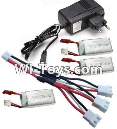 MJX X401 X401H Spare Parts-64 Upgrade 1-to-3 coversion Charging cable(1pcs) & Charger & 3pcs Battery,MJX X401H X401 RC Quadcopter Drone Spare Parts Replacement Accessories