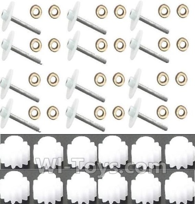 MJX X601H X601 Spare Parts-11-04 Main gear with hollow pipe(12pcs) & Copper ring(24pcs) & Small motor gear(12pcs),MJX X601H X601 RC Quadcopter Drone Spare Parts Replacement Accessories