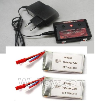 MJX X601H X601 Spare Parts-29 Upgrade charger and Balance charger-Can charge two battery at the same time & 2pcs 700mah Battery,MJX X601H X601 RC Quadcopter Drone Spare Parts Replacement Accessories