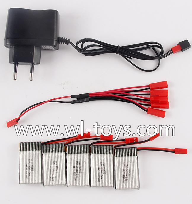 MJX X800 RC Quadcopter Parts-30 Charger & 5pcs 1-to-5 jst cover wire & 5pcs 750mah battery