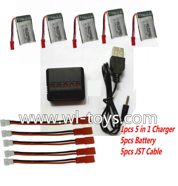 MJX X800 RC Quadcopter Parts-31 Upgrade 1-to-5 balance charger and USB charger & 5pcs JST coversion wire & 5pcs 750mah battery