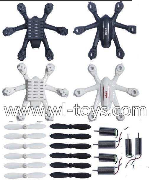 MJX X900 X901 RC Quadcopter Parts-02 Upper shell cover,Upper canopy & Bottom shell cover,Bottom canopy-(1pcs Black and 1pcs White) & Propellers(6pcs white and 6pcs Black) & main motor(6pcs)