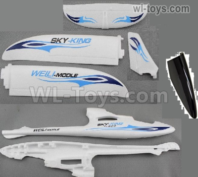 Wltoys F959 Whole Foam assembly, Blue Color. It includethe F959-01,02,03,04,05,like the Fuselage Body,Main Wing,EPO Horizontal, verticall tail wing.Cabin cover.
