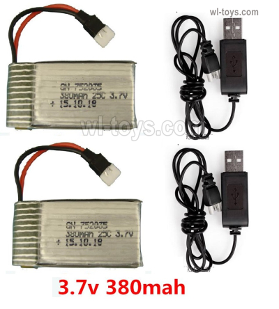 Wltoys XK A190 A100.0011 2pcs 3.7V 380mah Battery and 2pcs USB Charger