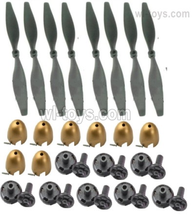 Wltoys XK A260 Parts 8pcs Propellers,8pcs fairing set and 8pcs Propellers Clips.XK A260 Rare Bear F8F RC Plane Accessories.