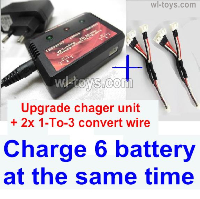 Wltoys XK A280 Parts Upgrade charger and balance chager + 2pcs 1-To-3 convert wire.Total can charge 6x battery and the same time.Wltoys XK A280 P-51 MUSTANG RC Plane Toy Plane, RC AirPlane RC Glider Accessories.