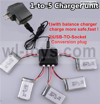 Wltoys XK A290 Parts-Upgrade 1-to-5 charger and balance charger & USB-TO-socket Conversion plug.It not include the 5x battery.. Wltoys XK A290 F16 Fighter RC Plane Toy Plane, RC AirPlane RC Glider Accessories