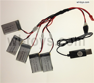 Wltoys XK A290 Parts-USB Charger wire & Upgrade 1-to-5 Conversion wire.It not include the 5x battery.. Wltoys XK A290 F16 Fighter RC Plane Toy Plane, RC AirPlane RC Glider Accessories