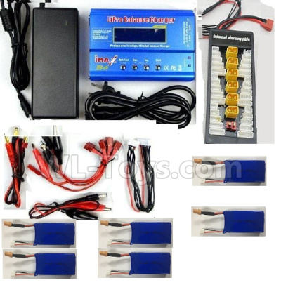 XK X450 6pcs 1100mah battery & Upgrade Charger unit,Can charger 6x battery at the same time(Power & B6 Charger & 1-To-6 Parallel charging Board),XK A450 Parts,XK X450 Vtol Aviator RC Plane Parts