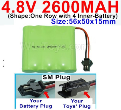 4.8V NiMH Battery Pack-2600mah 4.8 Volt NiMH Battery 2600MAH,With SM Plug-(Shape-One Row with 4 Inner-Battery),4.8V NiMH Battery Pack-2600mah 4.8 Volt NiMH Battery NI-MH Battery 2600MAH,4.8 Volt NiMH Battery