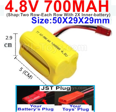 4.8V NiMH Battery Pack-700mah 4.8 Volt NiMH Battery 700MAH,With JST Plug-(Shap-Two Row-Each Row With 2X Inner-battery)-Size-50X29X29mmbe suit for RC Truck,RC Car,RC Boat,RC Robot,rc Tank,rc Quadcoter,Drone,RC Helicopter,rc toys etc.