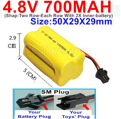 4.8V NiMH Battery Pack-700mah 4.8 Volt NiMH Battery 700MAH,With SM Plug-(Shap-Two Row-Each Row With 2X Inner-battery)-Size-50X29X29mmbe suit for RC Truck,RC Car,RC Boat,RC Robot,rc Tank,rc Quadcoter,Drone,RC Helicopter,rc toys etc.