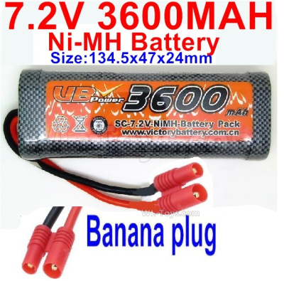 7.2V 3600MAH NiMH Battery Pack-7.2 Volt 3600mah NI-MH Battery AA-With Banana Plug-Size-134.5x47x24mm,7.2V RC Car NiMH Battery,7.2V NiMH Battery Pack for rc cars,boat,tank,etc.