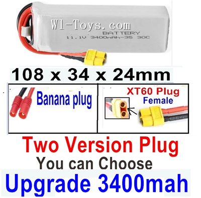 UDI Arrow UDI005 Upgrade 3400mah Battery Parts,11.1V 3400MAH Lipo Battery.108x34x24mm.211.5g.Run more time.2 Version Plug You can choose,UDI RC Arrow UDI005 RC Boat Replace Accessories.