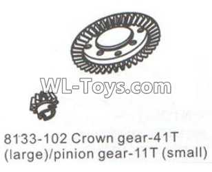 DHK RAZ-R Parts-Crown gear-41T(Large)+Pinion gear-11T(Small) Parts-8133-102,DHK RAZ-R Parts,DHK Wolf Parts,DHK HOBBY 8133 8134 Parts