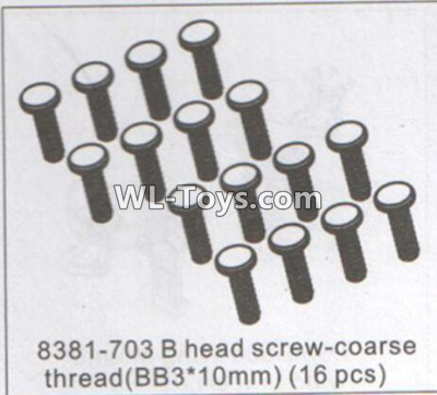 DHK RAZ-R Parts-B head Screw-Coarse thread(BB3X10mm)-16pcs Parts-8381-703,DHK RAZ-R Parts,DHK Wolf Parts,DHK HOBBY 8133 8134 Parts
