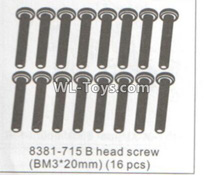 DHK RAZ-R Parts-B head screw(BM3X20)-16pcs Parts-8381-715,DHK RAZ-R Parts,DHK Wolf Parts,DHK HOBBY 8133 8134 Parts