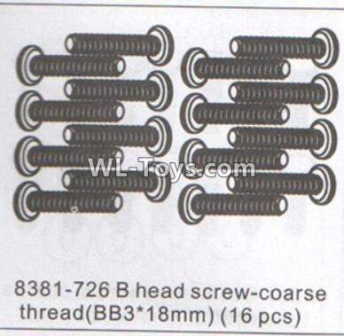 DHK RAZ-R Parts-B head screw-Coarse thread(BB3x18mm)-16pcs Parts-8381-726,DHK RAZ-R Parts,DHK Wolf Parts,DHK HOBBY 8133 8134 Parts