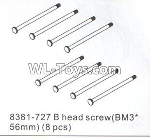 DHK RAZ-R Parts-B head screw(BM3x56MM)-8pcs Parts-8381-727,DHK RAZ-R Parts,DHK Wolf Parts,DHK HOBBY 8133 8134 Parts