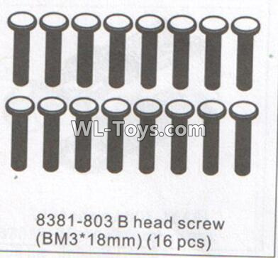 DHK RAZ-R Parts-B head screw(BM3X18mm)-16pcs Parts-8381-803,DHK RAZ-R Parts,DHK Wolf Parts,DHK HOBBY 8133 8134 Parts