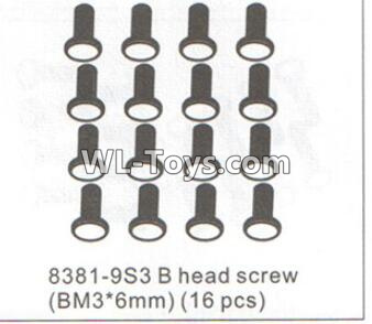 DHK RAZ-R Parts-B head screw(BM3X6mm)-16pcs Parts-8381-9S3,DHK RAZ-R Parts,DHK Wolf Parts,DHK HOBBY 8133 8134 Parts