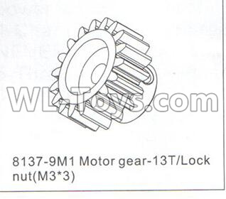 DHK Crosse Parts-Motor gear-13T and Lock nut(M3x3) Parts-8137-9M1,DHK Crosse 8136 RC Car Parts,DHK Hobby Crosse 8136 Parts