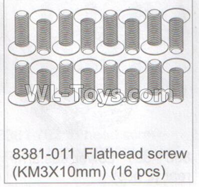 DHK Crosse Parts-Flathead screw(KM3x10mm)-(16pcs) Parts-8381-011,DHK Crosse 8136 RC Car Parts,DHK Hobby Crosse 8136 Parts