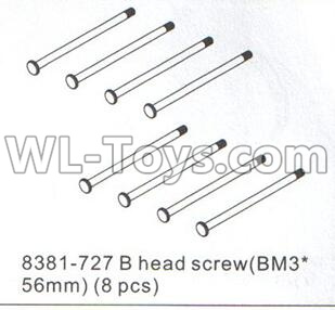 DHK Crosse Parts-B head screw(BM3x56MM)-8pcs Parts-8381-727,DHK Crosse 8136 RC Car Parts,DHK Hobby Crosse 8136 Parts