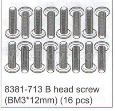 DHK Optimus Parts-B head screw(BM3X12mm)-16pcs Parts-8381-713,DHK Optimus 8383 Parts,DHK Optimus Parts-XL Buggy,DHK Hobby 8383 Parts