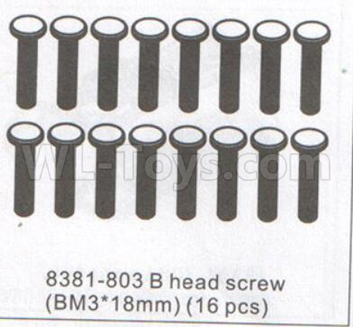 DHK Optimus Parts-B head screw(BM3X18mm)-16pcs Parts-8381-803,DHK Optimus 8383 Parts,DHK Optimus Parts-XL Buggy,DHK Hobby 8383 Parts