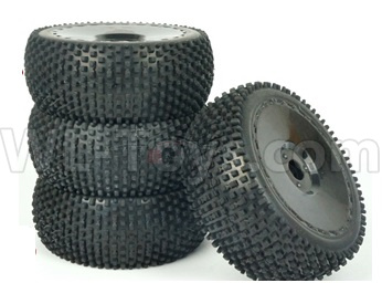DHK Optimus Parts-Tire complete,Include tire lether and wheel hub(Black rims)-(4pcs) Parts-8383-001-01,DHK Optimus 8383 Parts,DHK Optimus Parts-XL Buggy,DHK Hobby 8383 Parts
