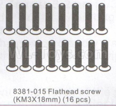 DHK Zombie 8384 Parts-Flathead screw(KM3x18mm)-16pcs Parts-8381-015,DHK Hobby Zombie 8E 8384 RC Truck Parts