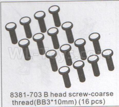DHK Zombie 8384 Parts-B head Screw-Coarse thread(BB3X10mm)-16pcs Parts-8381-703,DHK Hobby Zombie 8E 8384 RC Truck Parts