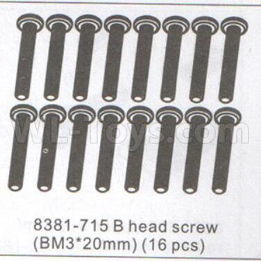 DHK Zombie 8384 Parts-B head screw(BM3X20mm)-16pcs Parts-8381-715,DHK Hobby Zombie 8E 8384 RC Truck Parts
