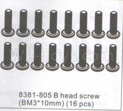 DHK Zombie 8384 Parts-B head screw(BM3x10mm)-16pcs Parts-8381-805,DHK Hobby Zombie 8E 8384 RC Truck Parts
