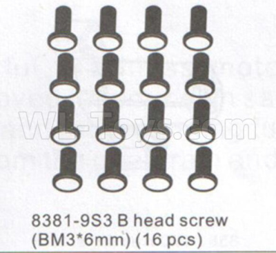 DHK Zombie 8384 Parts-B head Screw(BM3x6mm)-16pcs Parts-8381-9S3,DHK Hobby Zombie 8E 8384 RC Truck Parts