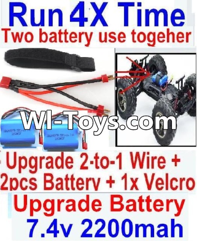 FeiYue FY-01 Spare Parts-35-07 Upgrade 2-to-1 wire and Velcro & 2pcs Battery-Two battery can be used together,Run 2x Time than usual,FeiYue FY-01 RC Car Parts,FY01 FY-01 RC Truck Spare parts Accessories,1:12 4WD High Speed Buggy Parts