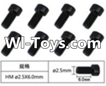 FeiYue FY-01 Spare Parts-60-06 W12067 Inner Hexagon Cup head Machine screws(8pcs)-2.5X6mm,FeiYue FY-01 RC Car Parts,FY01 FY-01 RC Truck Spare parts Accessories,1:12 4WD High Speed Buggy Parts