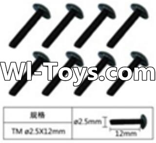 FeiYue FY-01 Spare Parts-60-09 W12070 Inner Hexagon T head machine screws(8pcs)-2.5X12mm,FeiYue FY-01 RC Car Parts,FY01 FY-01 RC Truck Spare parts Accessories,1:12 4WD High Speed Buggy Parts