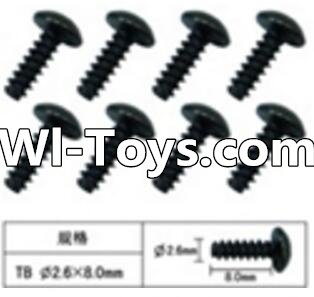 FeiYue FY-01 Spare Parts-60-12 W12074 Inner Hexagon T head Self-attack screws(8pcs)-2.6X8mm,FeiYue FY-01 RC Car Parts,FY01 FY-01 RC Truck Spare parts Accessories,1:12 4WD High Speed Buggy Parts