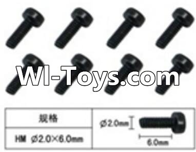 FeiYue FY-01 Spare Parts-60-19 W12061 Inner Hexagon Cup head machine screws(8pcs)-2.0X6mm,FeiYue FY-01 RC Car Parts,FY01 FY-01 RC Truck Spare parts Accessories,1:12 4WD High Speed Buggy Parts