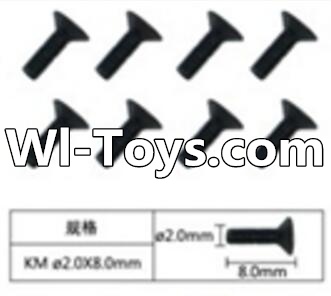 FeiYue FY-01 Spare Parts-60-21 W12063 Inner Hexagon Flat head machine screws(8pcs)-2.0X8mm,FeiYue FY-01 RC Car Parts,FY01 FY-01 RC Truck Spare parts Accessories,1:12 4WD High Speed Buggy Parts