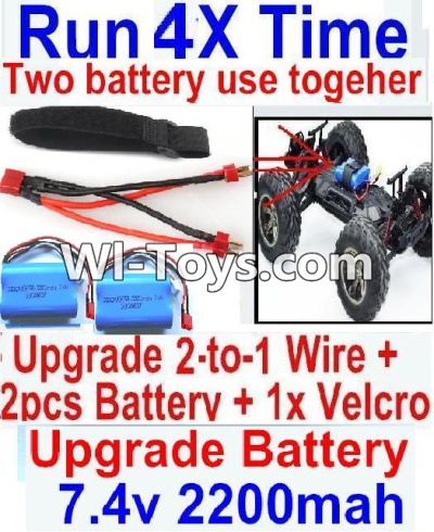 FeiYue FY-02 Spare Parts-35-07 Upgrade 2-to-1 wire and Velcro & 2pcs Battery-Two battery can be used together,Run 2x Time than usual,FeiYue FY-02 RC Car Parts,FY02 FY-02 RC Truck Spare parts Accessories,1:12 4WD High Speed Buggy Parts