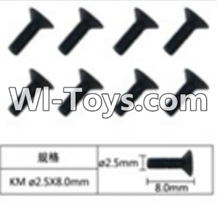 FeiYue FY-02 Spare Parts-60-07 W12068 Inner Hexagon Flat head machine screws(8pcs)-2.5X8mm,FeiYue FY-02 RC Car Parts,FY02 FY-02 RC Truck Spare parts Accessories,1:12 4WD High Speed Buggy Parts