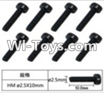 FeiYue FY-02 Spare Parts-60-08 W12069 Inner Hexagon Cup head machine screws(8pcs)-2.5X10mm,FeiYue FY-02 RC Car Parts,FY02 FY-02 RC Truck Spare parts Accessories,1:12 4WD High Speed Buggy Parts