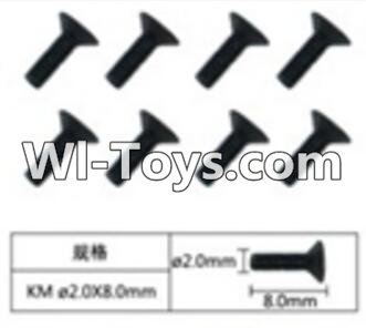 FeiYue FY-02 Spare Parts-60-21 W12063 Inner Hexagon Flat head machine screws(8pcs)-2.0X8mm,FeiYue FY-02 RC Car Parts,FY02 FY-02 RC Truck Spare parts Accessories,1:12 4WD High Speed Buggy Parts
