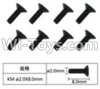 FeiYue FY-04 Spare Parts-60-21 W12063 Inner Hexagon Flat head machine screws(8pcs)-2.0X8mm,FeiYue FY-04 RC Car Parts,FY04 FY-04 RC Motorcycle Truck Spare parts Accessories,1:12 4WD High Speed Buggy Parts