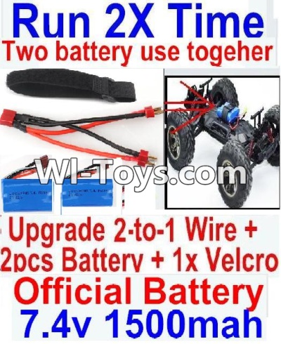 FeiYue FY-05 FY05 Parts-Upgrade 2-to-1 wire and Velcro & 2pcs Battery-Two battery can Be used together,Run 2x Time than usual,FeiYue FY-05 RC Car Parts,FY05 FY-05 RC Truck Spare parts Accessories,1:12 4WD High Speed Buggy Parts