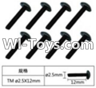 FeiYue FY-05 FY05 Parts-W12070 Inner Hexagon T head machine screws(8pcs)-2.5X12mm,FeiYue FY-05 RC Car Parts,FY05 FY-05 RC Truck Spare parts Accessories,1:12 4WD High Speed Buggy Parts