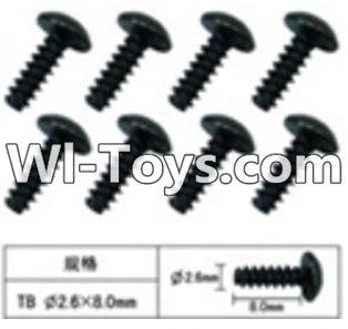 FeiYue FY-05 FY05 Parts-W12074 Inner Hexagon T head Self-attack screws(8pcs)-2.6X8mm,FeiYue FY-05 RC Car Parts,FY05 FY-05 RC Truck Spare parts Accessories,1:12 4WD High Speed Buggy Parts
